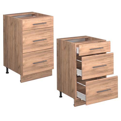 Meuble Cuisine Fame-line 56797 Chêne De Force Doré 50cm , Pt Anthracite