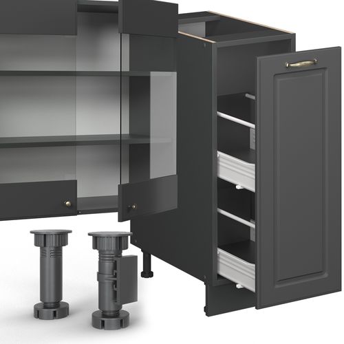 Cuisine Fame-line 56811 Anthrazit-gold Landhaus 280cm , Pt Marbre