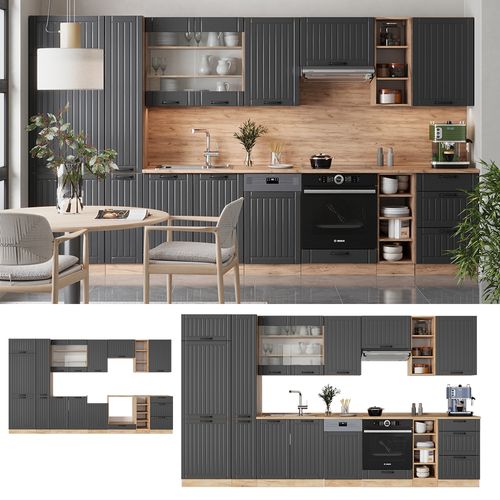 Cuisine Fame-line 56812 Gris Foncé 355cm , Pt Anthracite