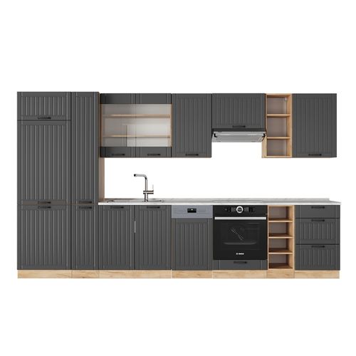 Cuisine Fame-line 56813 Gris Foncé 355cm , Pt Marbre