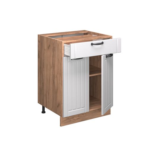 Meuble Cuisine Fame-line 56831 Blanc Campagne 60cm Avec Tiroir, Pt Chêne