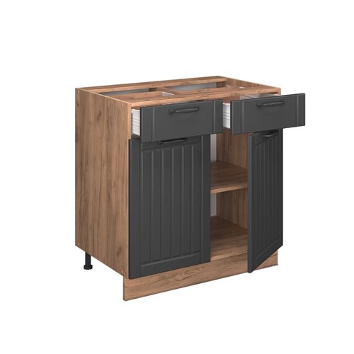 Meuble Cuisine Fame-line 56833 Gris Foncé 80cm Sans Pt