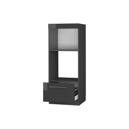 Armoire Micro-ondes Fame-line 56839 Anthracite Haute Brillance 60cm Ouvert
