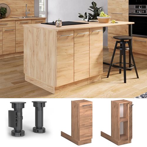 Îlot De Cuisine Fame-line 56842 Chêne De Force Doré 30cm Sans Pt