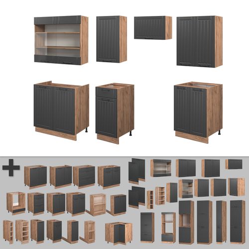 Cuisine Fame-line 56852 Gris Foncé 240cm Sans Pt