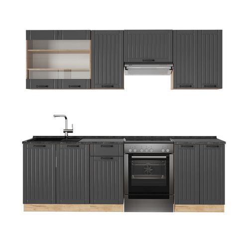 Cuisine Fame-line 56852 Gris Foncé 240cm Sans Pt