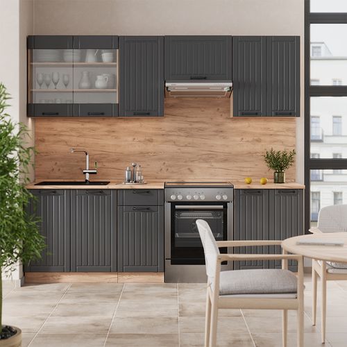 Cuisine Fame-line 56852 Gris Foncé 240cm Sans Pt