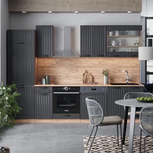 Cuisine Fame-line 56855 Gris Foncé 300cm Sans Pt