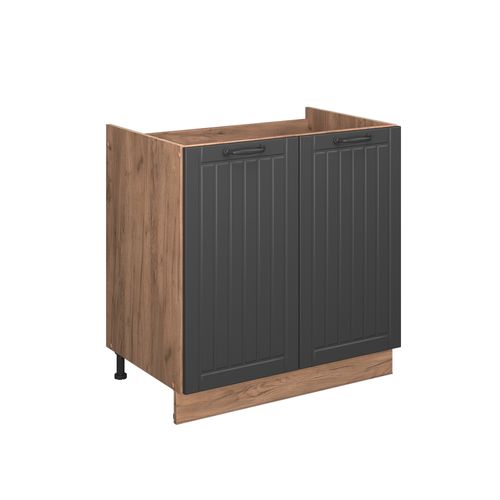 Meuble Bas Sous-évier Fame-line 56872 Gris Foncé 80cm , Pt Anthracite