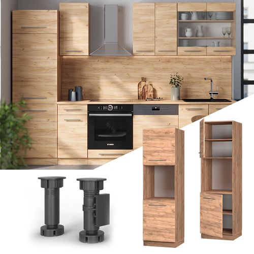 Meuble Pour Four Fame-line 56881 Chêne De Force Doré 60cm Ouvert