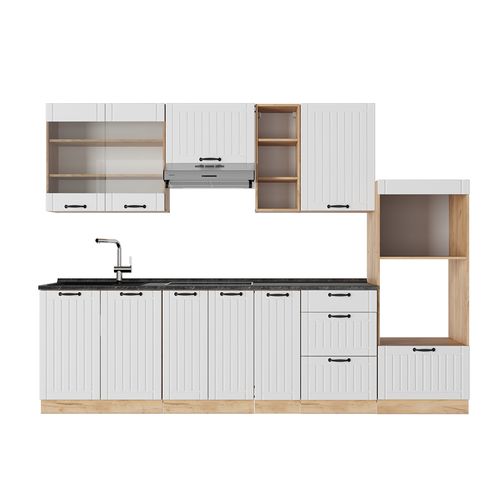 Cuisine Fame-line 56891 Blanc Campagne 280cm , Pt Anthracite