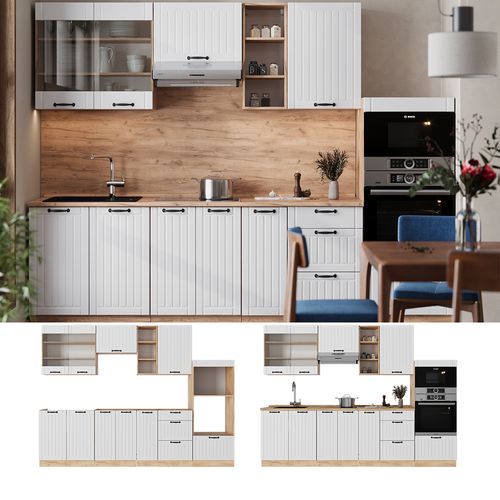 Cuisine Fame-line 56891 Blanc Campagne 280cm , Pt Anthracite