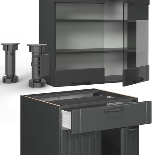 Cuisine Fame-line 56901 Gris Foncé 140cm , Pt Anthracite