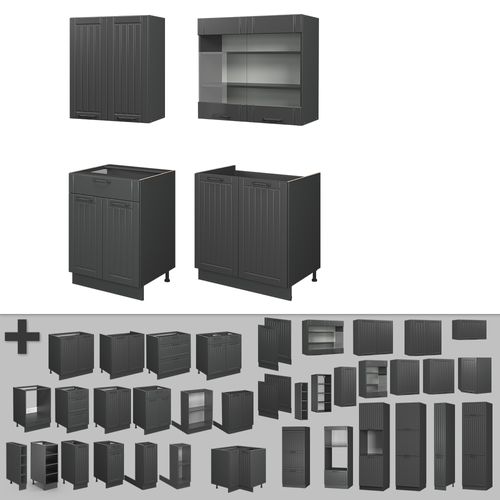 Cuisine Fame-line 56901 Gris Foncé 140cm , Pt Anthracite