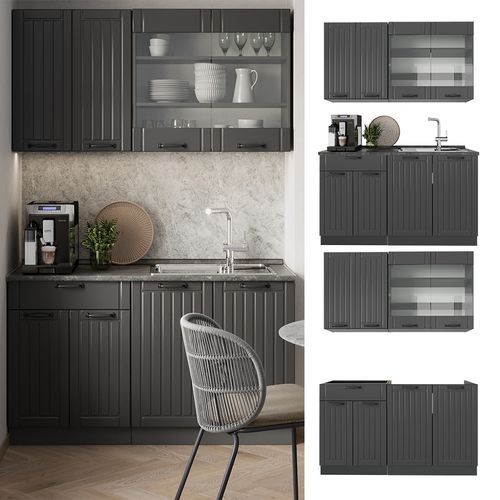 Cuisine Fame-line 56901 Gris Foncé 140cm , Pt Anthracite