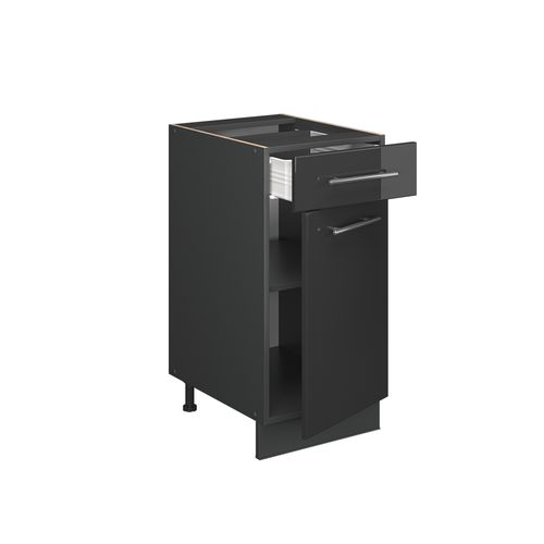 Meuble Cuisine Fame-line 56903 Anthracite Haute Brillance 40cm , Pt Chêne