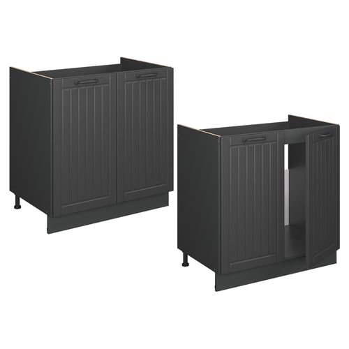 Meuble Bas Sous-évier Fame-line 56907 Gris Foncé 80cm Sans Pt