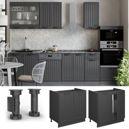 Meuble Bas Sous-évier Fame-line 56908 Gris Foncé 80cm , Pt Anthracite