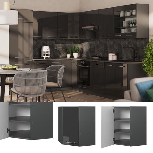 Elément Haut De Cuisine Fame-line 56912 Anthracite Haute Brillance 57cm