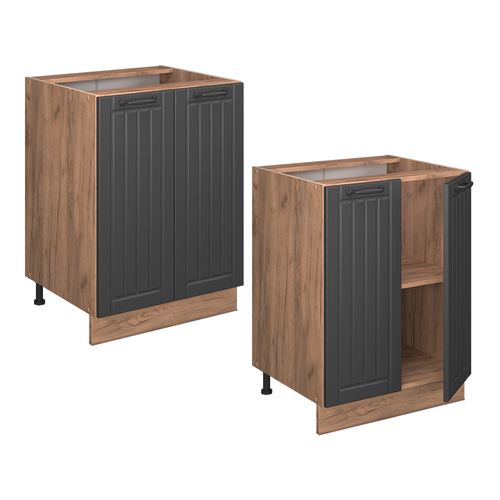 Meuble Bas De Cuisine Fame-line 56913 Gris Foncé 60cm Sans Pt