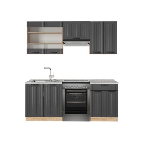 Cuisine Fame-line 56931 Gris Foncé 200cm , Pt Marbre