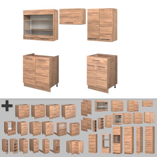 Cuisine Fame-line 56932 Chêne De Force Doré 200cm Sans Pt