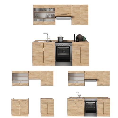 Cuisine Fame-line 56932 Chêne De Force Doré 200cm Sans Pt