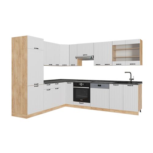 Cuisine En Angle Fame-line 56938 Blanc Campagne 287x46cm Sans Pt