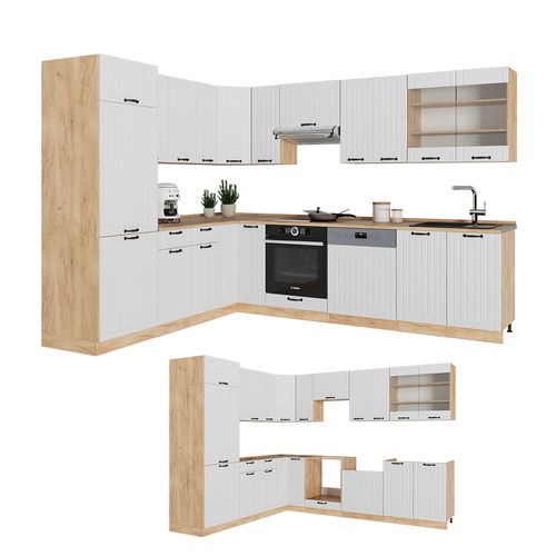 Cuisine En Angle Fame-line 56938 Blanc Campagne 287x46cm Sans Pt