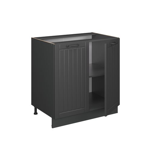 Meuble Bas Sous-évier Fame-line 56943 Gris Foncé 80cm Avec Étagère, Pt Chêne