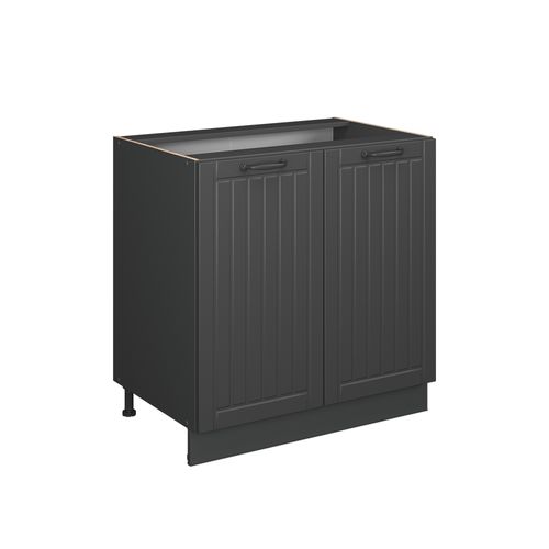 Meuble Bas Sous-évier Fame-line 56943 Gris Foncé 80cm Avec Étagère, Pt Chêne