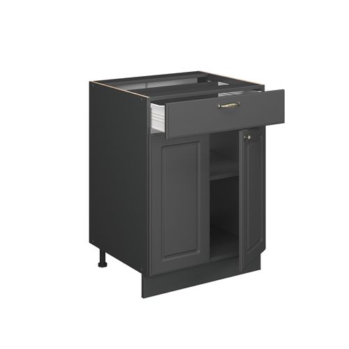 Meuble Cuisine Fame-line 56944 Anthrazit-gold Landhaus 60cm Avec Tiroir, Sans Pt