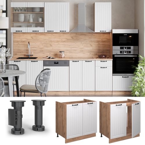 Meuble Bas Sous-évier Fame-line 56955 Blanc Campagne 80cm Sans Pt