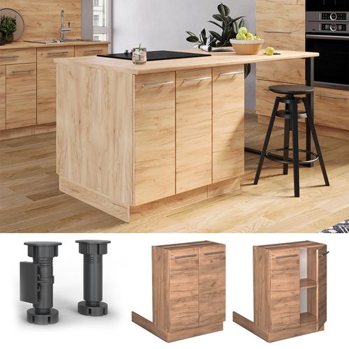 Îlot De Cuisine Fame-line 56964 Chêne De Force Doré 60cm Sans Pt