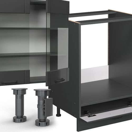 Cuisine Fame-line 56977 Gris Foncé 300cm , Pt Anthracite