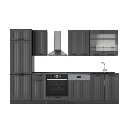 Cuisine Fame-line 56977 Gris Foncé 300cm , Pt Anthracite