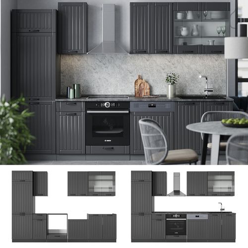 Cuisine Fame-line 56977 Gris Foncé 300cm , Pt Anthracite