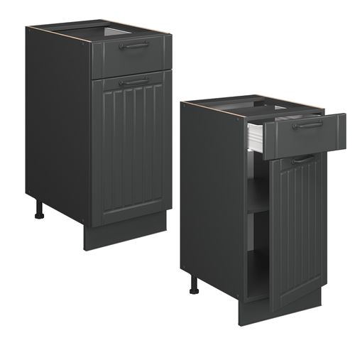 Meuble Cuisine Fame-line 56982 Gris Foncé 40cm , Pt Chêne