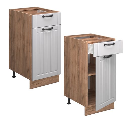 Meuble Cuisine Fame-line 56990 Blanc Campagne 40cm , Pt Anthracite