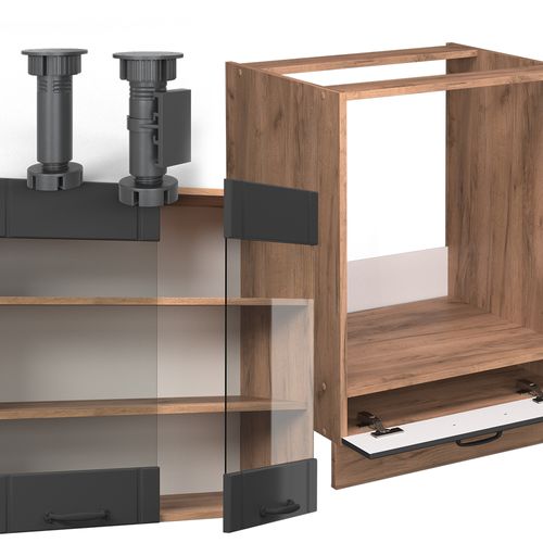 Cuisine En Angle Fame-line 57005 Gris Foncé 190x60cm , Pt Anthracite