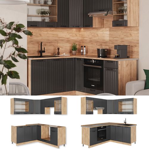 Cuisine En Angle Fame-line 57005 Gris Foncé 190x60cm , Pt Anthracite