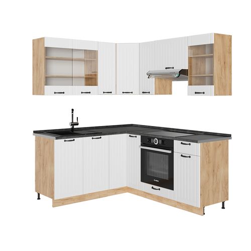 Cuisine En Angle Fame-line 57006 Blanc Campagne 190x46cm Sans Pt