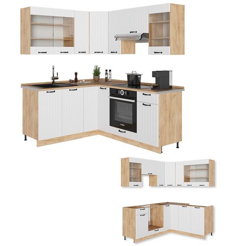 Cuisine En Angle Fame-line 57006 Blanc Campagne 190x46cm Sans Pt