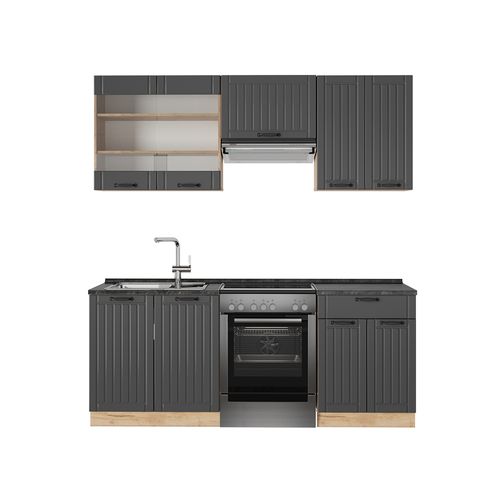 Cuisine Fame-line 57009 Gris Foncé 200cm Sans Pt