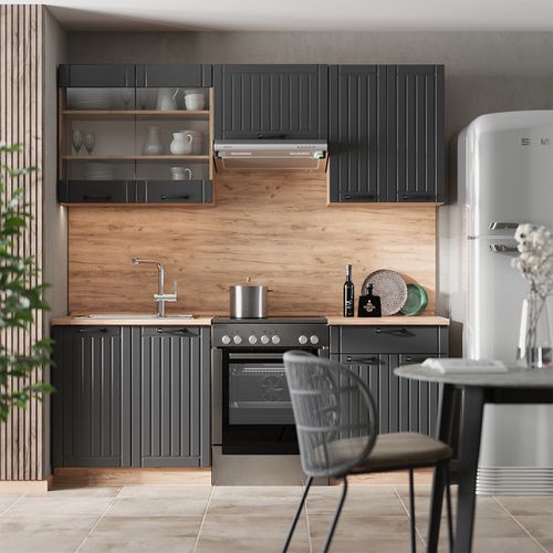 Cuisine Fame-line 57009 Gris Foncé 200cm Sans Pt