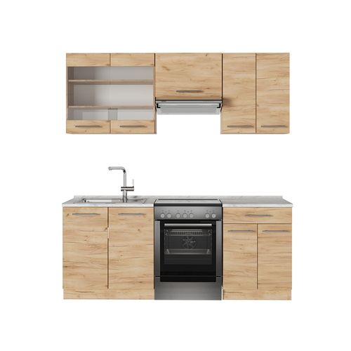 Cuisine Fame-line 57010 Chêne De Force Doré 200cm , Pt Marbre