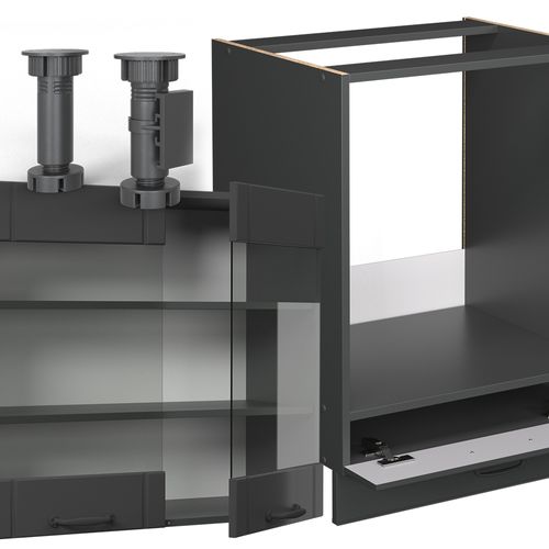 Cuisine En Angle Fame-line 57015 Gris Foncé 287x60cm , Pt Anthracite