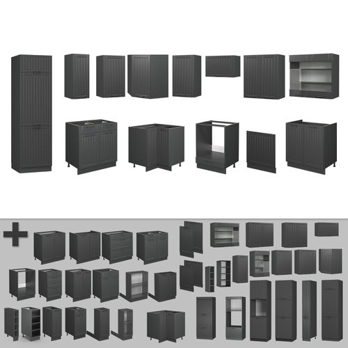 Cuisine En Angle Fame-line 57015 Gris Foncé 287x60cm , Pt Anthracite