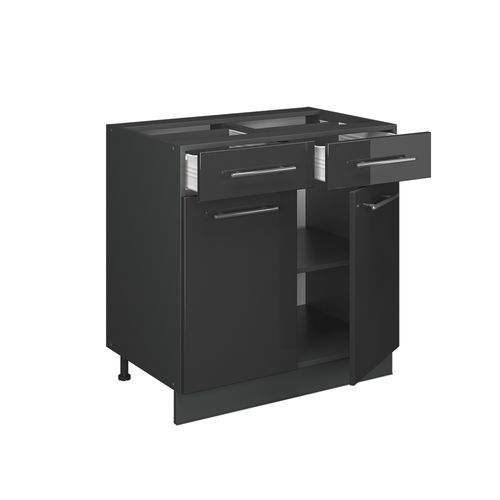 Meuble Cuisine Fame-line 57024 Anthracite Haute Brillance 80cm , Pt Anthracite