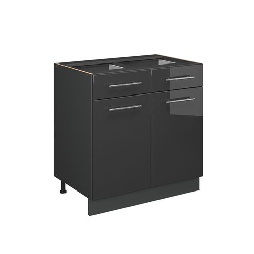 Meuble Cuisine Fame-line 57024 Anthracite Haute Brillance 80cm , Pt Anthracite